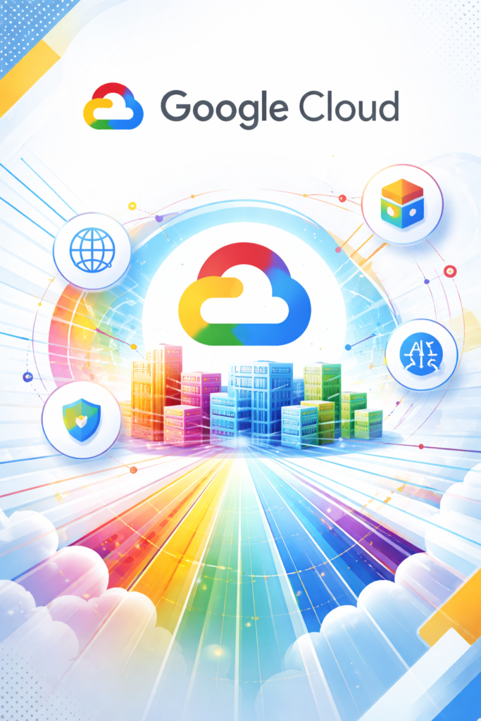 futuristic google cloud cityscape design